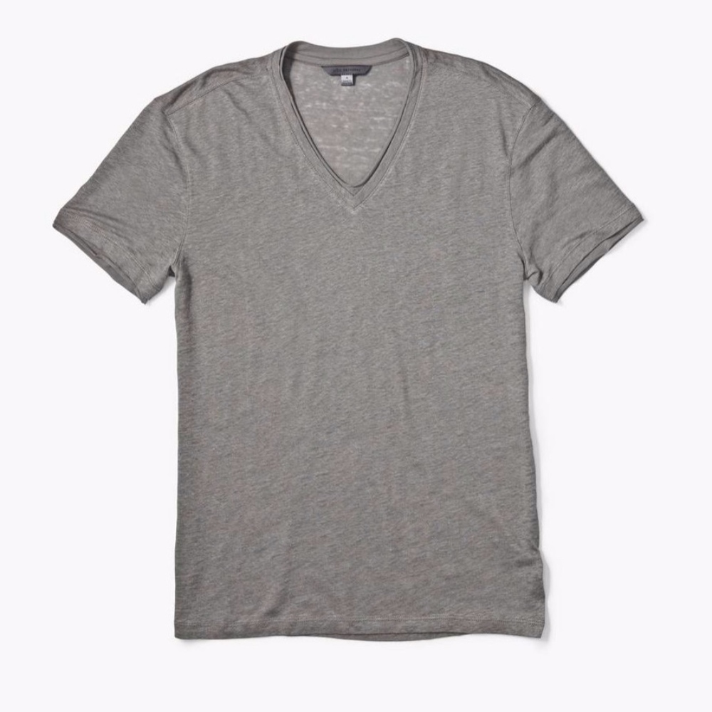 JOHN VARVATOS Gray Linen V-neck